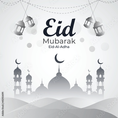 Elegent eid mubarak religious festival and mosque vector design