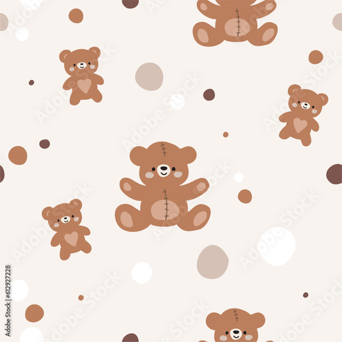 Vector seamless pattern with teddy bears.