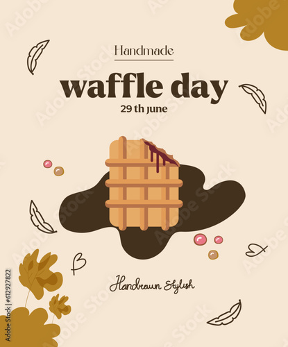 Sweeten your day with our mouthwatering Waffle Day illustration – a delicious treat for your eyes