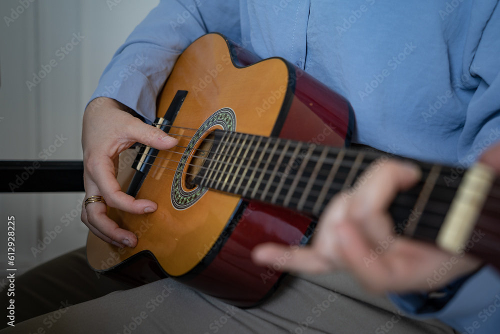 Fototapeta premium Woman plays guitar