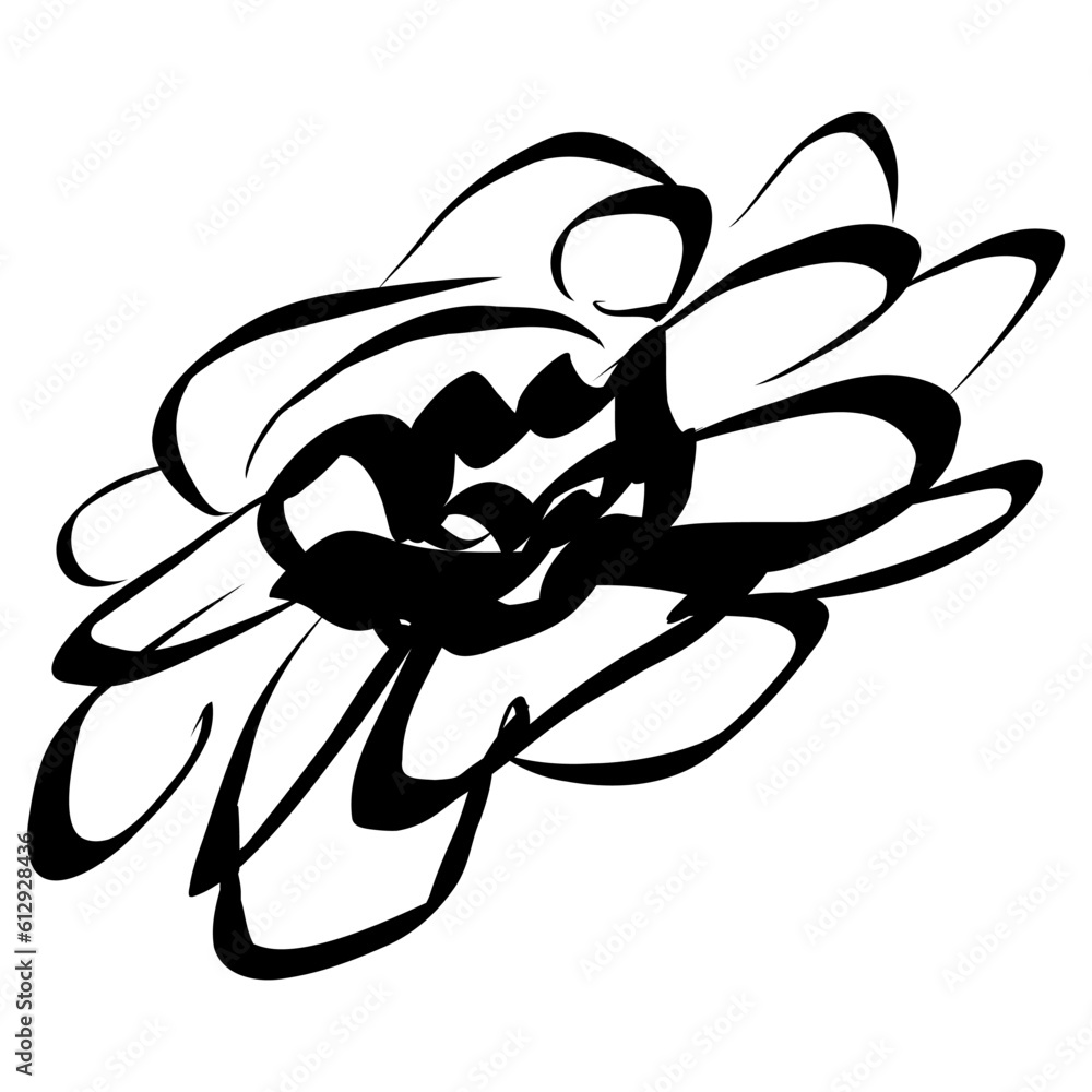 Flower Icon. Simple Hand Drawn Floral Element. Black Sketch ink Drawing Plant. Wildflower Flower Icon. Simple Hand Drawn Floral Element. Black Sketch ink Drawing Plant. Wildflower