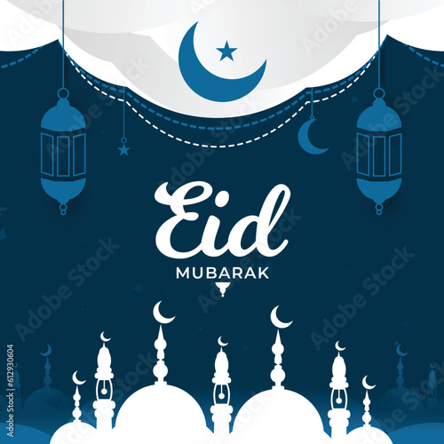 Flat simple style eid al adha or eid mubarak festival design