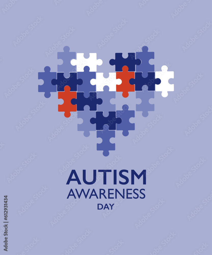Autism awareness day. Heart shaped jigsaw puzzle symbol. Autism awareness day. Heart shaped jigsaw puzzle symbol.