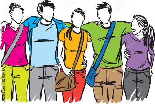 friends people friendship college students teens together vector illustration