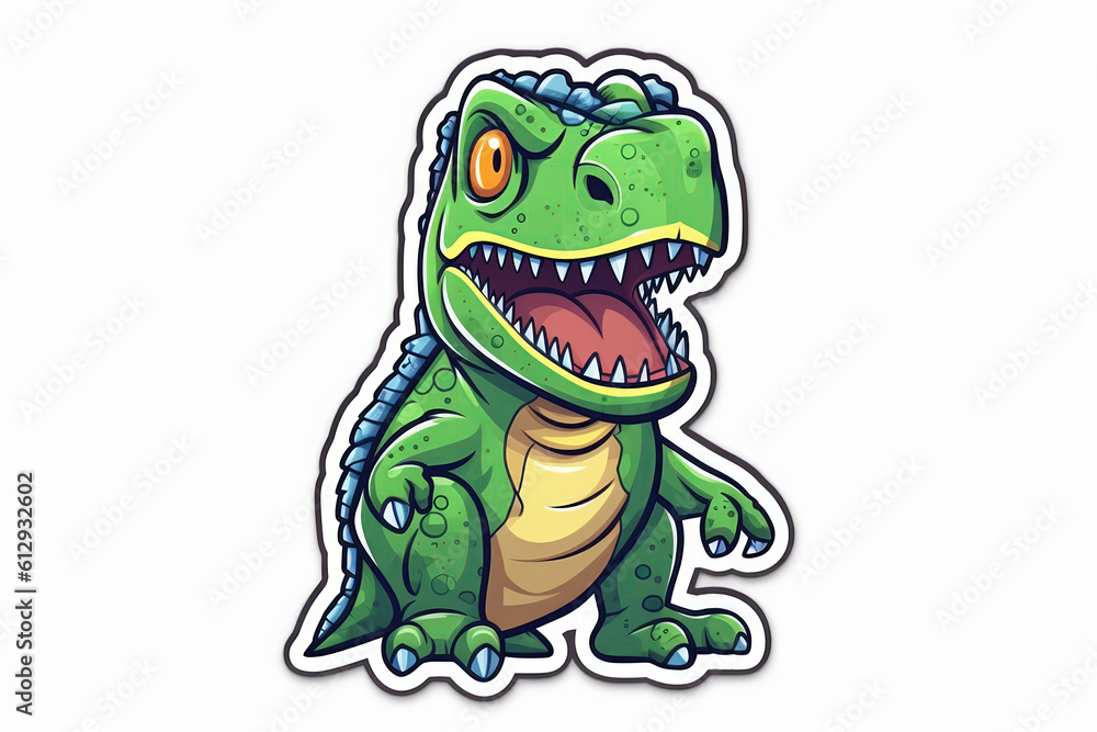 Fototapeta premium Dinosaur Sticker On White Background. Generative AI