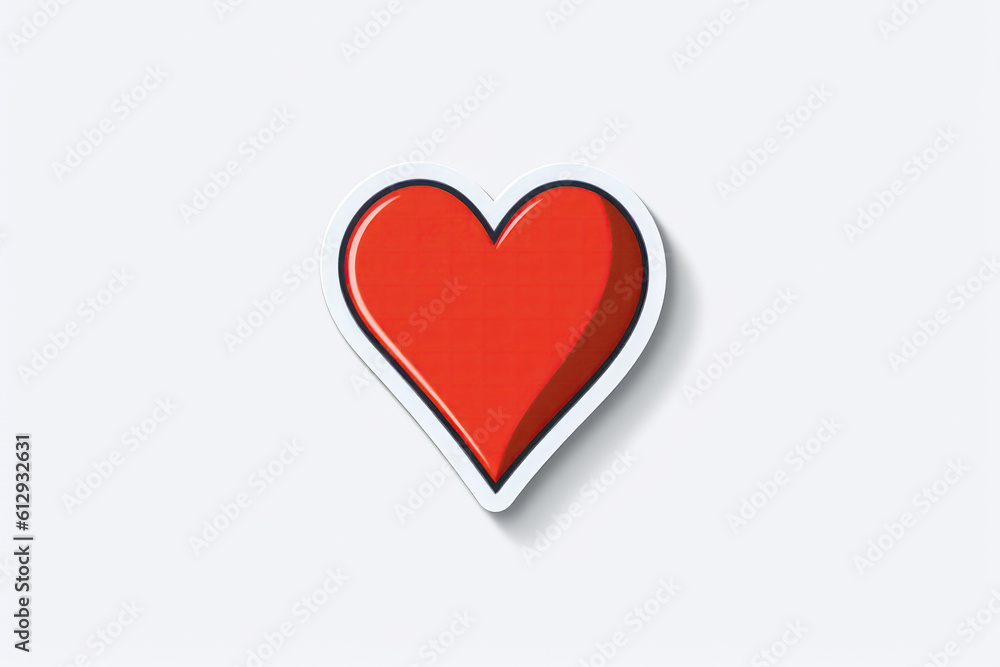 Heart Sticker On White Background. Generative AI
