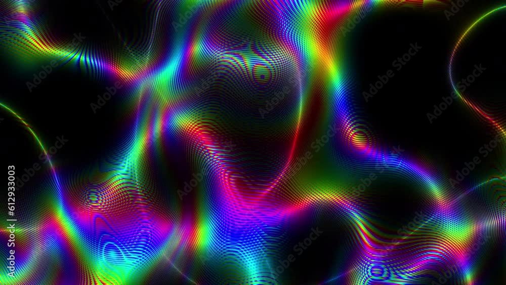 Seamless abstract psychedelic wavy background for loop playback. 4k video. Light neon waves.