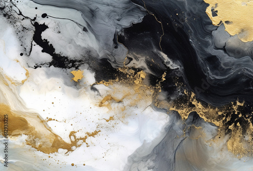 Black and gold Abstract painting,Generative AI