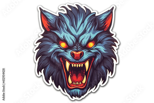Werewolf Sticker On White Background. Generative AI