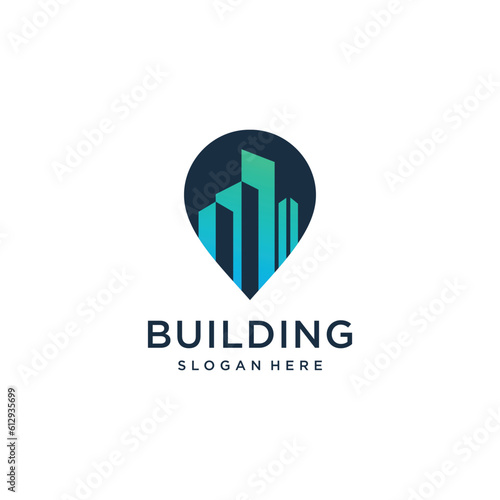 Building logo design idea with modern creative simple abstract unique concept