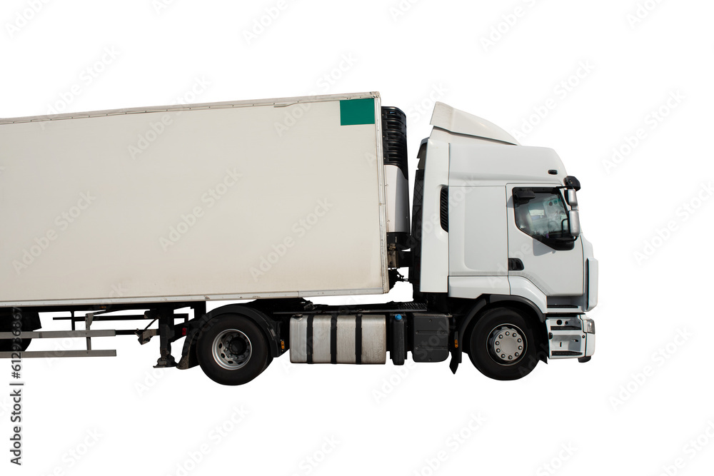 Isolated white truck ready to deliver packages Isolated white truck ready to deliver packages