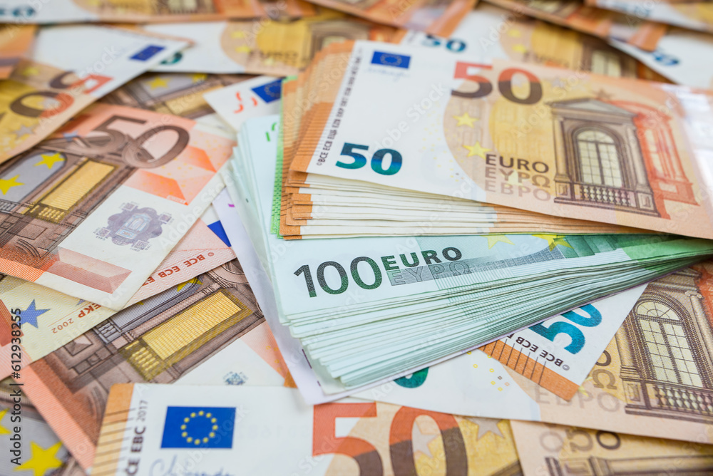 Euro banknotes, various denominations, Euro banknotes, various denominations,