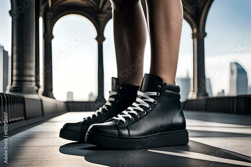 Stylished black colored sport shoe model