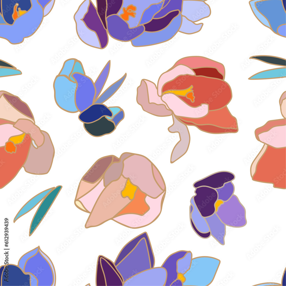 Naklejka premium rainbow abstract bright colored flowers bouquet background leaf petals composition of flowers