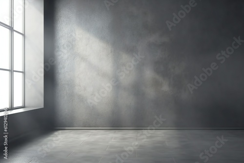 Empty room with black gradient texture wall. Generative AI