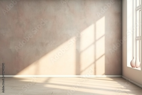 Empty room with light gradient texture wall. Generative AI