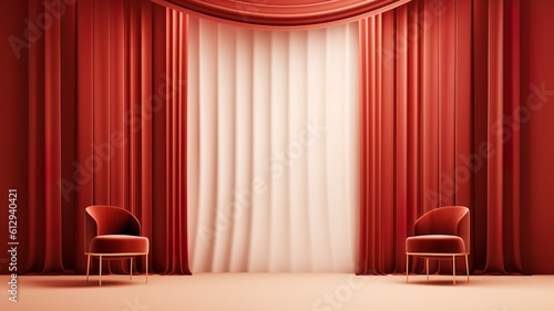 Room with curtain background  generative ai