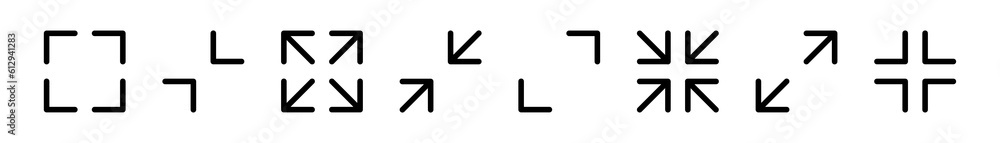 Resize icon set. Expand, shrink full screen. Resize arrow Resize icon set. Expand, shrink full screen. Resize arrow