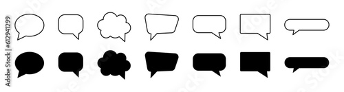 Speech bubble icon set. Chat message signs. Talk bubble icon collection