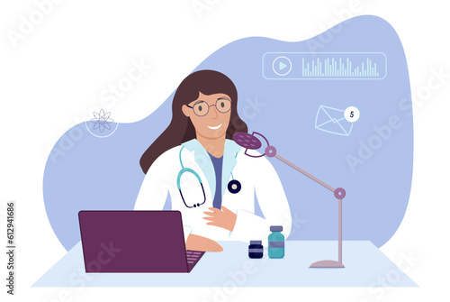 Providing online consultations by a doctor, a podcast on medicine, an online lecture for doctors