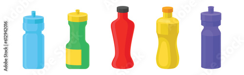 Water Flask and Thermal Container for Drink Vector Set