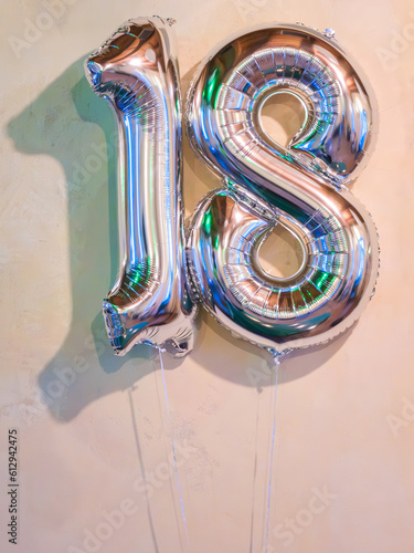 Number 18 birthday balloon celebration © afinocchiaro