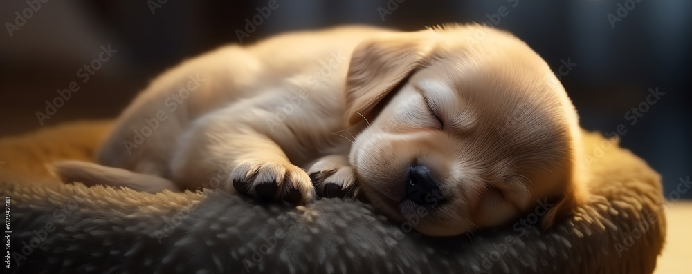 Sleeping puppy, AI generated