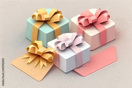 Gift boxes with ribbons and bows