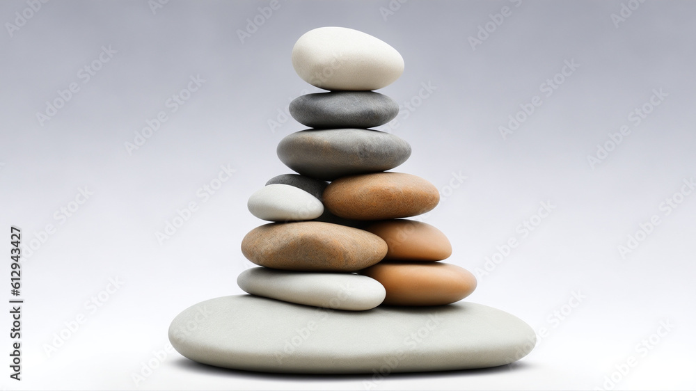 Stacked on top of each other sea stones on png background, generative ai