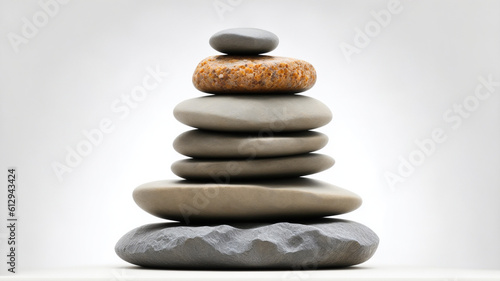 Stacked on top of each other sea stones on png background, generative ai