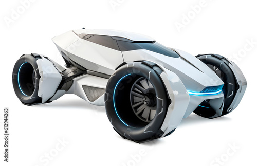 Futuristic car on white background, future technology concept, realistic 3D illustration, generative ai © rvlsoft