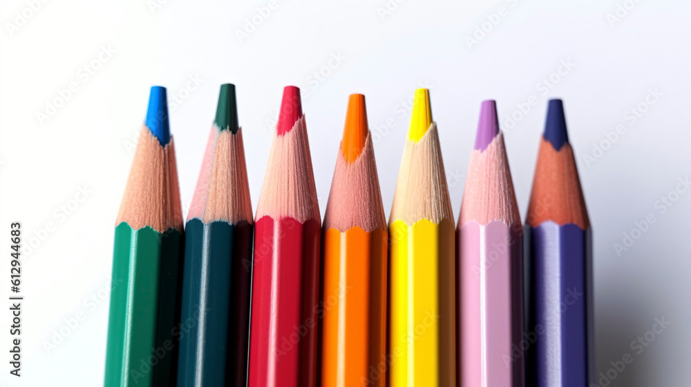 Colored pencils against a white background Colored pencils against a white background