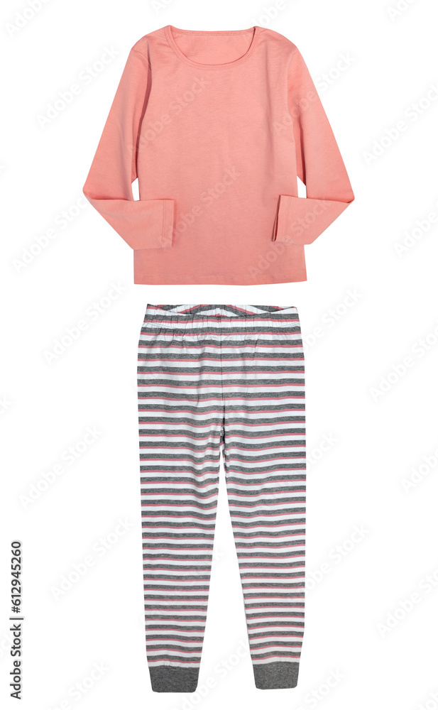 Pajama set isolated. Shirt and pants costume on white. Pajama set isolated. Shirt and pants costume on white.