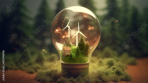 concept of sustainability and renewable energy. A world with less CO2 emissions. 