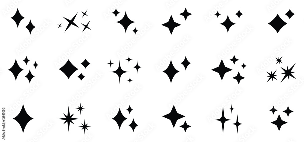 Fototapeta premium Vector sparkling stars. shiny sparks, glitter light star and sparkle elements