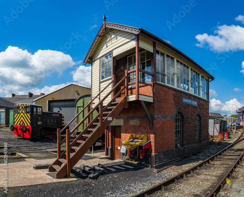 Canvas Print Building housing the railway signal control levers for Oswestry South in Shropsh