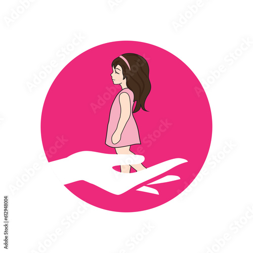 female hand holding miniature girl