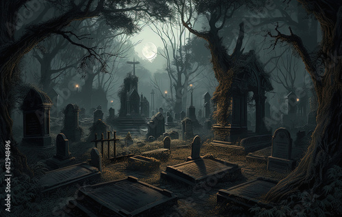 Sinister Graveyard at Twilight