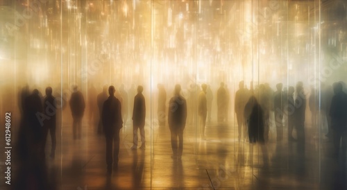 blurred people in glass background