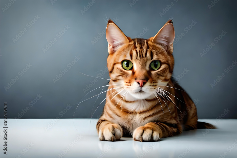 Ocicat on gray background Ocicat on gray background