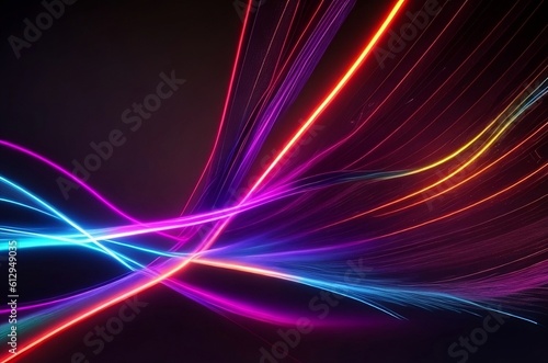 Neon Effect Fiber Optics, Technology and Futuristic Light Trails, abstract background,