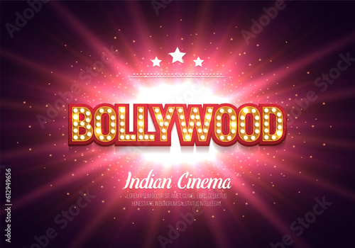 Bollywood indian cinema. Movie banner or poster with bright background. Vector illustration.