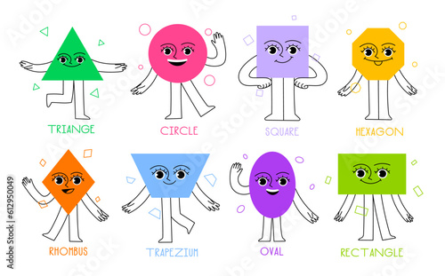 Geometric figures with face emotions