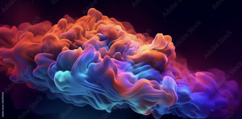 Obraz premium Whimsical Gas Dance: A Playful Blend of Orange, purple and Blue
