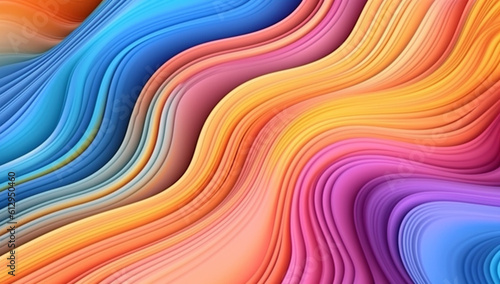 Colorful Serenade: Waves of Beautiful Abstract Color Gradient in Paper Art, Generative AI