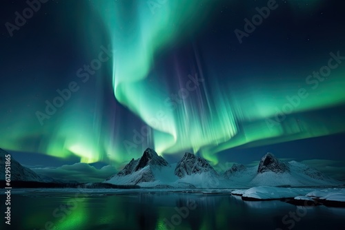 Mountains with northern lights