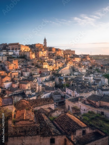 Matera city skyline  the ancient town of Matera at sunrise or sunset  Matera  Italy
