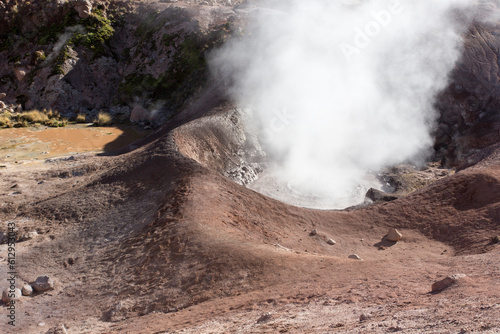 View of hot and boiling water at El Tatio