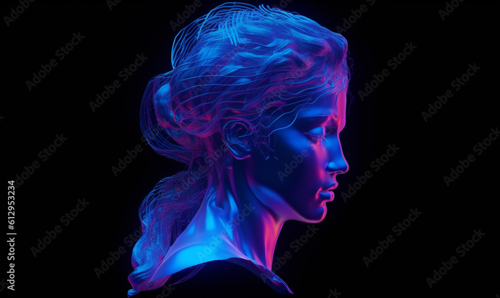 Metaverse woman generated 3d creature purple and blue Metaverse woman generated 3d creature purple and blue