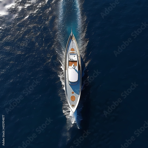 Sailing Boat at Sea Aerial View. Generative AI © Kreatifquotes